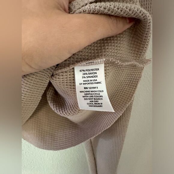 LNA Malo Waffle Henley Sz S Taupe - Picture 6 of 8